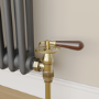 Refurbished - Maesta Antique Brass Traditional Manual Angled Radiator Valves With Lockshield