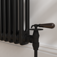 Refurbished - Maesta Matte Black Traditional Manual Angled Radiator Valves With Lockshield