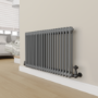 Refurbished - Maesta Matte Black Traditional TRV Corner Thermostatic Radiator Valves With Lockshield