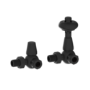 Refurbished - Maesta Matte Black Traditional TRV Corner Thermostatic Radiator Valves With Lockshield
