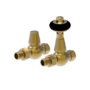 Refurbished - Maesta Brushed Brass Traditional TRV Straight Thermostatic Radiator Valves With Lockshield