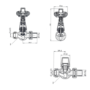 Refurbished - Maesta Brushed Brass Traditional TRV Straight Thermostatic Radiator Valves With Lockshield
