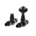 A1/TRVT-ST-9BN Refurbished Elego Black Nickel Traditional TRV Straight Thermostatic Radiator Valves With Lockshield