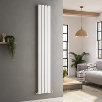 GRADE A1 - Riace White Vertical Flat Designer Radiator 1800x272mm Double Panel 2778 BTU