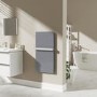 Refurbished 380W Smart Infrared Vertical Anthracite Glass Designer Wall Heater 450x900mm with Optional Towel Rail - IP24 Bathroom Safe