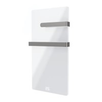 Refurbished 380W Smart Infrared Vertical White Glass Designer Wall Heater 450x900mm with Optional Towel Rail - IP24 Bathroom Safe