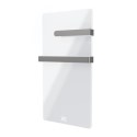 A1/VG2TR-600WWIR Refurbished 600W Smart Infrared Vertical White Glass Designer Wall Heater 550x1100mm with Optional Towel Rail - IP24 Bathroom Safe