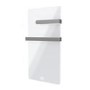 Refurbished 600W Smart Infrared Vertical White Glass Designer Wall Heater 550x1100mm with Optional Towel Rail - IP24 Bathroom Safe