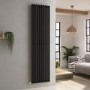 GRADE A1 - Ravello Midnight Black Vertical Square Designer Radiator 1800x450mm Single Panel 3618 BTU