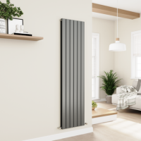 Refurbished - Eco Eleganza Anthracite Vertical Flat Designer Aluminium Radiator 1800x450mm Double Panel 4392 BTU