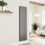 Refurbished - Eco Eleganza Anthracite Vertical Flat Designer Aluminium Radiator 1800x450mm Double Panel 4392 BTU