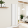 GRADE A2 - Eco Eleganza White Vertical Flat Designer Aluminium Radiator 1800x525mm Double Panel 5124 BTU