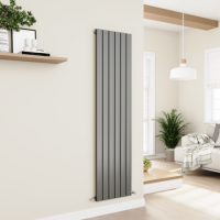 Refurbished Eco Eleganza Anthracite Vertical Flat Designer Aluminium Radiator 1800x450mm Single Panel 3388 BTU