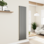 Refurbished Eco Eleganza Anthracite Vertical Flat Designer Aluminium Radiator 1800x450mm Single Panel 3388 BTU