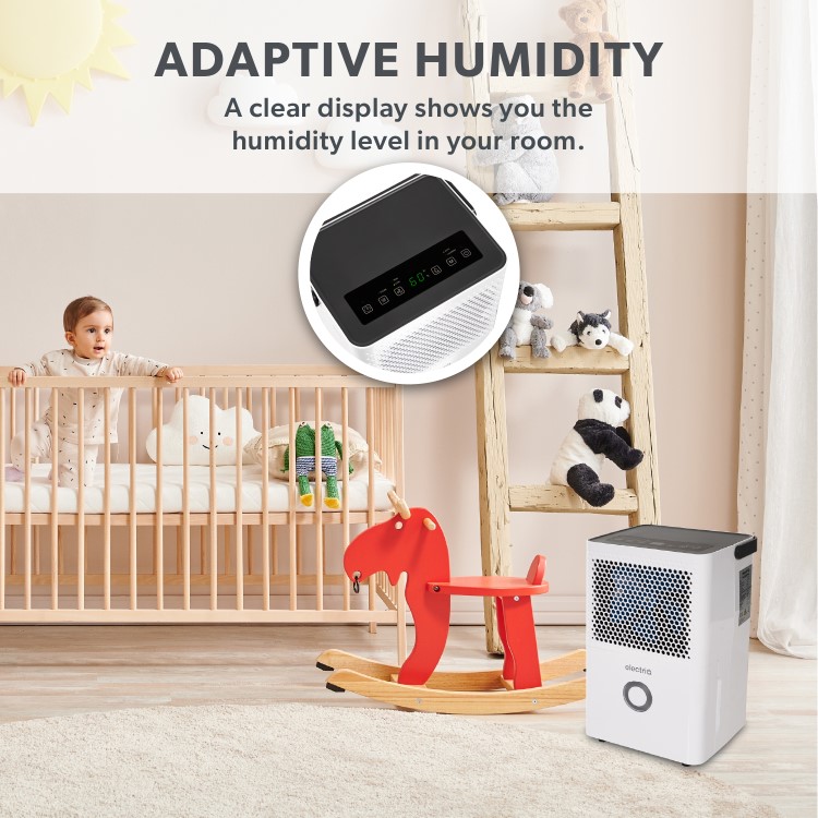 GRADE A2 - electriQ 10L Low-Energy Quiet Compressor Dehumidifier and Anti-Odour Air Purifier