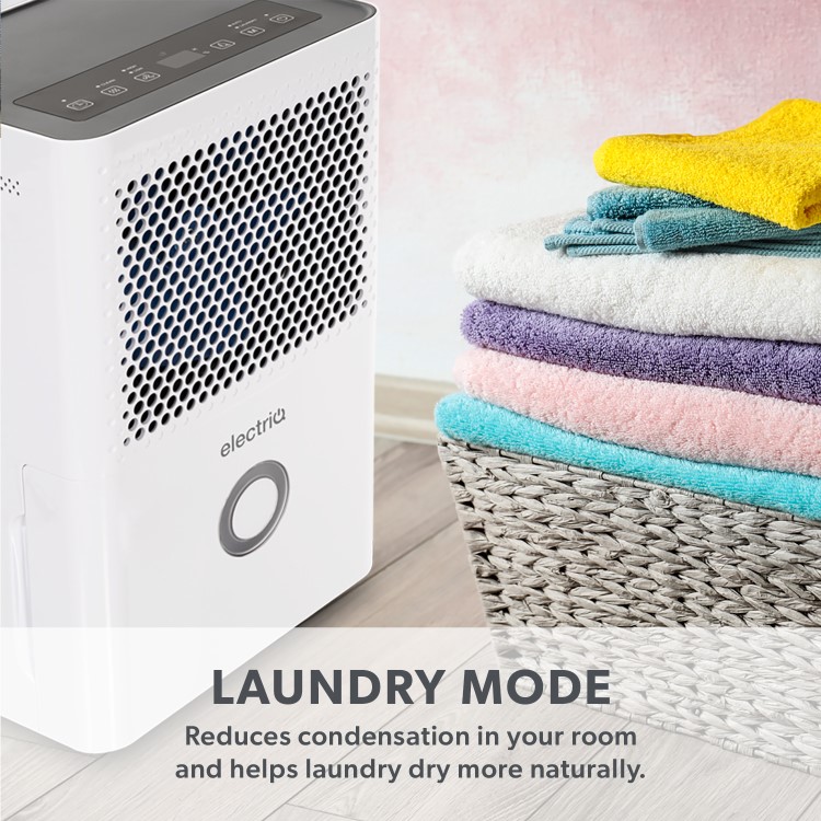 GRADE A2 - electriQ 10L Low-Energy Quiet Compressor Dehumidifier and Anti-Odour Air Purifier