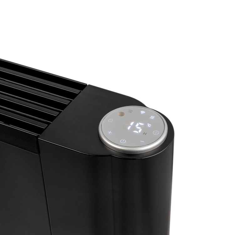 electriQ 2000W Smart Aluminium Electric Designer Radiator Sleek Black Wall Mounted - Energy Efficient Panel Heater