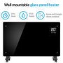 Refurbished electriQ 2500W Smart Designer Glass Panel Convection Heater - Wall Mountable & Bathroom Safe - Black