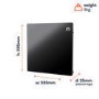 Refurbished - Low Energy 350W Smart Infrared Designer Glass Panel Heater - IP44 Bathroom Safe Wall Mountable or Free Standing 600x600mm - Black