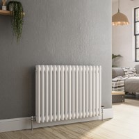 GRADE A2 - Reggio White Horizontal Double Column Traditional Radiator 600x830mm 2832 BTU - Cast Iron Style