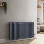 GRADE A2 - Reggio Anthracite Horizontal Double Column Traditional Radiator 600x1010mm 3462 BTU - Cast Iron Style