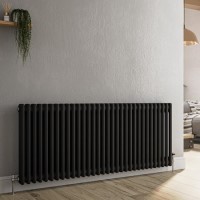 GRADE A2 - Reggio Midnight Black Horizontal Double Column Traditional Radiator 600x1460mm 5035 BTU - Cast Iron Style