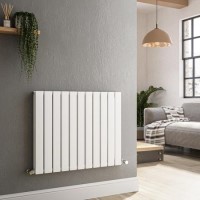 Refurbished Riace White Horizontal Flat Designer Radiator 600x748mm Double Panel 2827 BTU