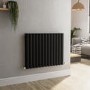 GRADE A2 - Sorrento Midnight Black Horizontal Oval Designer Radiator 600x767mm Double Panel 3119 BTU