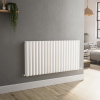 GRADE A2 - Sorrento White Horizontal Oval Designer Radiator 600x1180mm Double Panel 4798 BTU