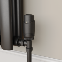 Refurbished - Elego Matte Black Modern TRV Angled Thermostatic Radiator Valves With Lockshield