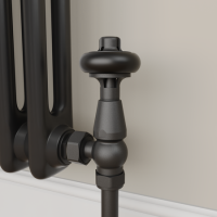 Refurbished - Maesta Matte Black Traditional TRV Angled Thermostatic Radiator Valves With Lockshield