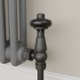 Refurbished - Maesta Matte Black Traditional TRV Angled Thermostatic Radiator Valves With Lockshield