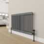 Refurbished - Maesta Matte Black Traditional TRV Angled Thermostatic Radiator Valves With Lockshield
