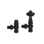 Refurbished - Maesta Matte Black Traditional TRV Angled Thermostatic Radiator Valves With Lockshield