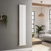 GRADE A2 - Riace White Vertical Flat Designer Radiator 1600x272mm Double Panel 2458 BTU