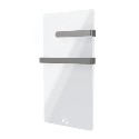 A1/VG2TR-600WWIR Refurbished 600W Smart Infrared Vertical White Glass Designer Wall Heater 550x1100mm with Optional Towel Rail - IP24 Bathroom Safe