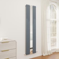 GRADE A2 - Specchio Anthracite Vertical Oval Designer Radiator with Mirror 1800x500mm Single Panel 2680 BTU