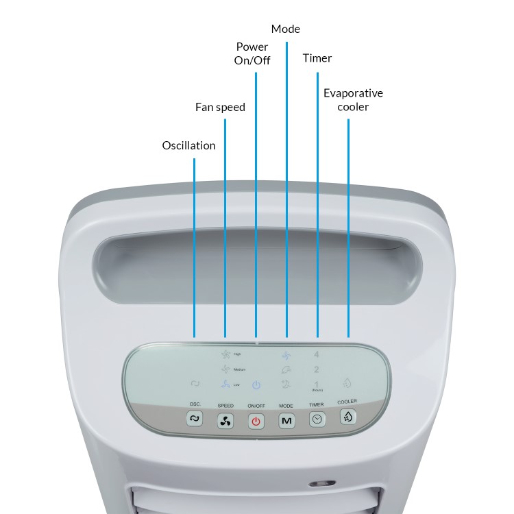 GRADE A2 - electriQ Slimline ECO Evaporative Air Cooler with built-in Air Purifier and Humidifier - AC100R