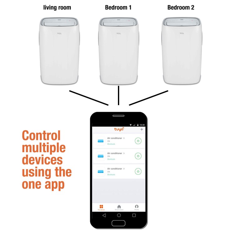 GRADE A1 - TCL AC12 12000 BTU Eco Smart App WIFI Portable Air Conditioner for rooms up to 30 sqm Alexa Enabled 