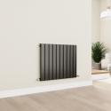 AHS10-600-BCF Eco Eleganza Midnight Black Horizontal Flat Designer Aluminium Radiator 600x750mm Single Panel 2302 BTU