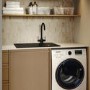 Single Bowl Black Inset Composite Kitchen or Utility Sink and Reversible Drainer with Black Dual Lever Kitchen Tap- Enza