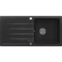 Single Bowl Black Inset Composite Kitchen Sink and Reversible Drainer with Black Dual Lever Kitchen Mixer Tap Set - Enza