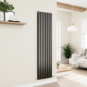 A2/AVD6-1800-BCF GRADE A2 - Eco Eleganza Midnight Black Vertical Flat Designer Aluminium Radiator 1800x450mm Double Panel 4392 BTU
