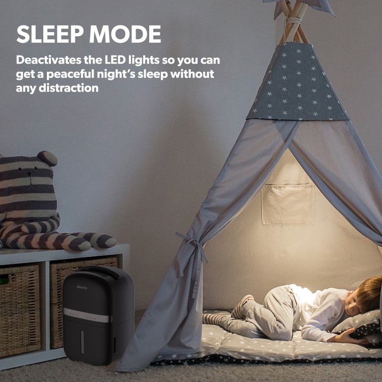 electriQ Aqua-Dry 5L Compact Compressor Dehumidifier with Anti-Odour Filter - Black