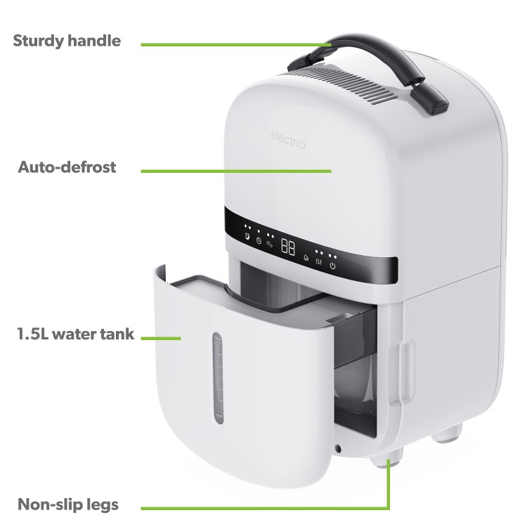 Refurbished electriQ Aqua-Dry 5L Compact Compressor Dehumidifier with Anti-Odour Filter