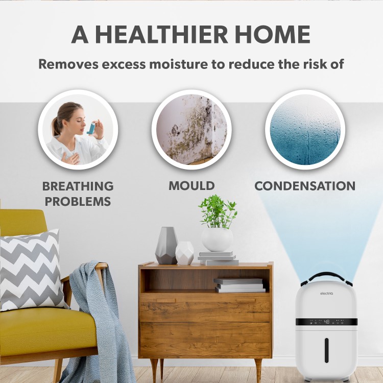 Refurbished electriQ Aqua-Dry 5L Compact Compressor Dehumidifier with Anti-Odour Filter