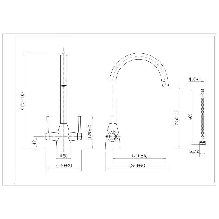 Single Bowl Black Inset Composite Kitchen Sink and Reversible Drainer with Black Dual Lever Kitchen Mixer Tap Set - Enza