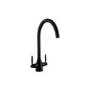 Single Bowl Black Inset Composite Kitchen Sink and Reversible Drainer with Black Dual Lever Kitchen Mixer Tap Set - Enza