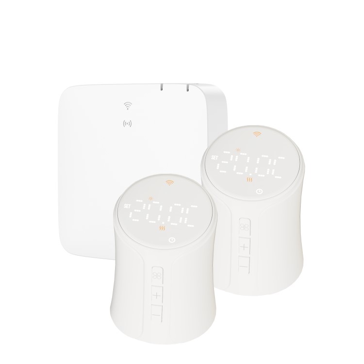 electriQ Smart TRV Valves (2 Pairs) with Zigbee Hub - White