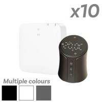 electriQ Smart TRV Valves (Pack of 10 Valves) with Zigbee Hub - 1 x Black / 1 x White / 8 x Anthracite